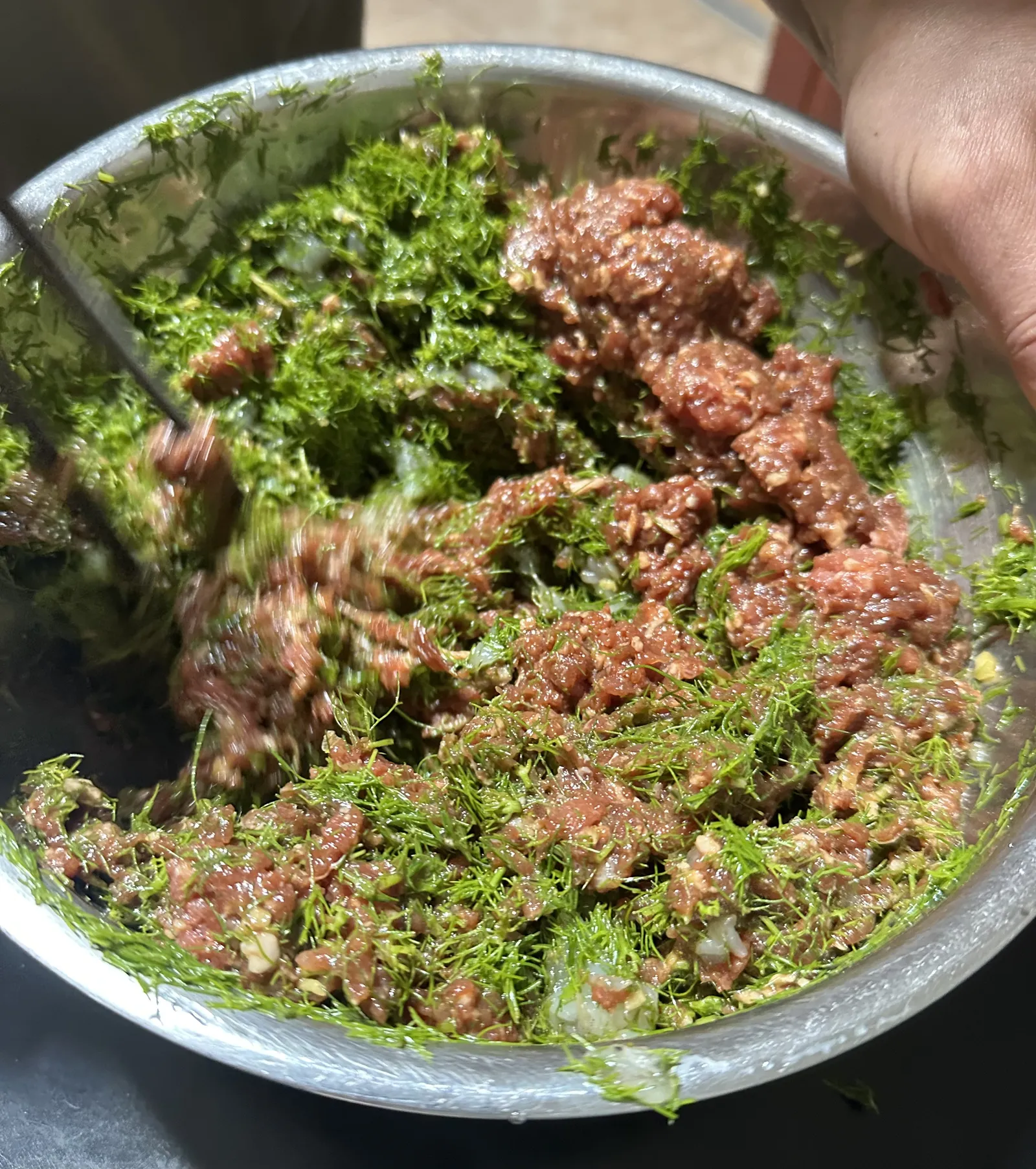 Nicely mixed stuffing.